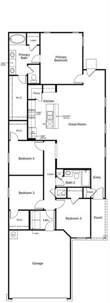 This floor plan features 4 bedrooms, 2 full baths and over 1,600 square feet of living space.