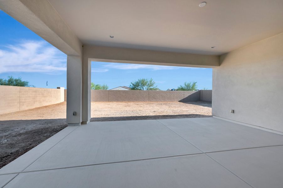Exterior details and patio area of a home in Sentiero at Windrose, Waddell (Image 4). Exterior details and patio area of a home in Sentiero at Windrose, Waddell (Image 4).