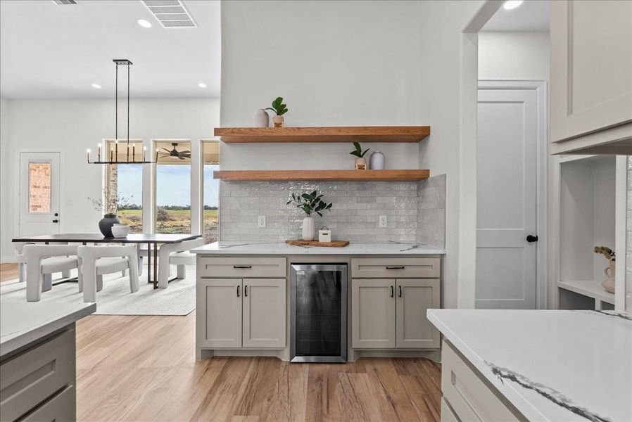 mini fridge in bar area