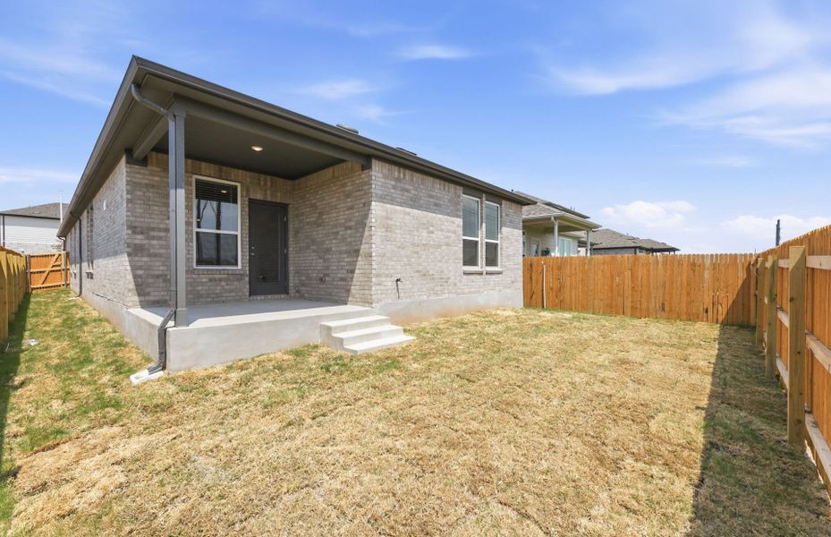 Exterior details and patio area of a home in Crosswinds, Kyle (Image 4). Exterior details and patio area of a home in Crosswinds, Kyle (Image 4).