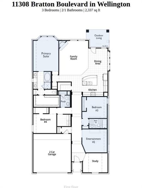 2D floor plan layout of this home in Wellington, Haslet, TX (Image 2).