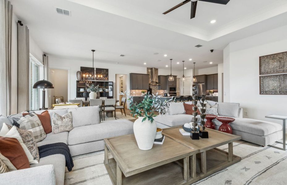 Representative furnished interior of a home built from the Reverence by Del Webb in Del Webb Austin at Lost Pines, Bastrop (Image 19). Representative furnished interior of a home built from the Reverence by Del Webb in Del Webb Austin at Lost Pines, Bastrop (Image 19).