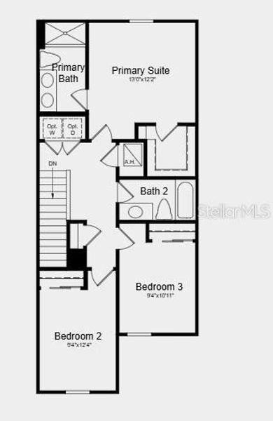 2D floor plan layout of this home in The Towns at Skye Ranch, Sarasota, FL (Image 1).
