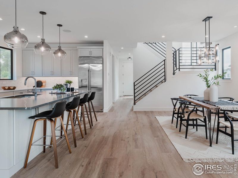 Kitchen inspiration from other new builds in the neighborhood.