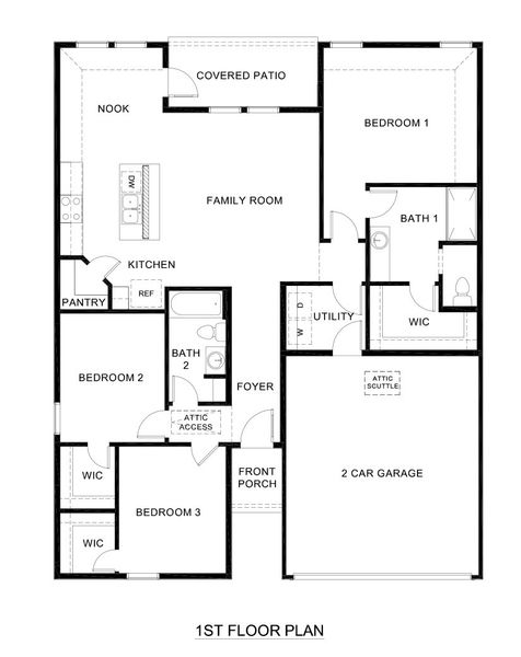 2D floor plan layout for the Bellvue by D.R. Horton in Cottonwood, Dorchester, TX (Image 3).