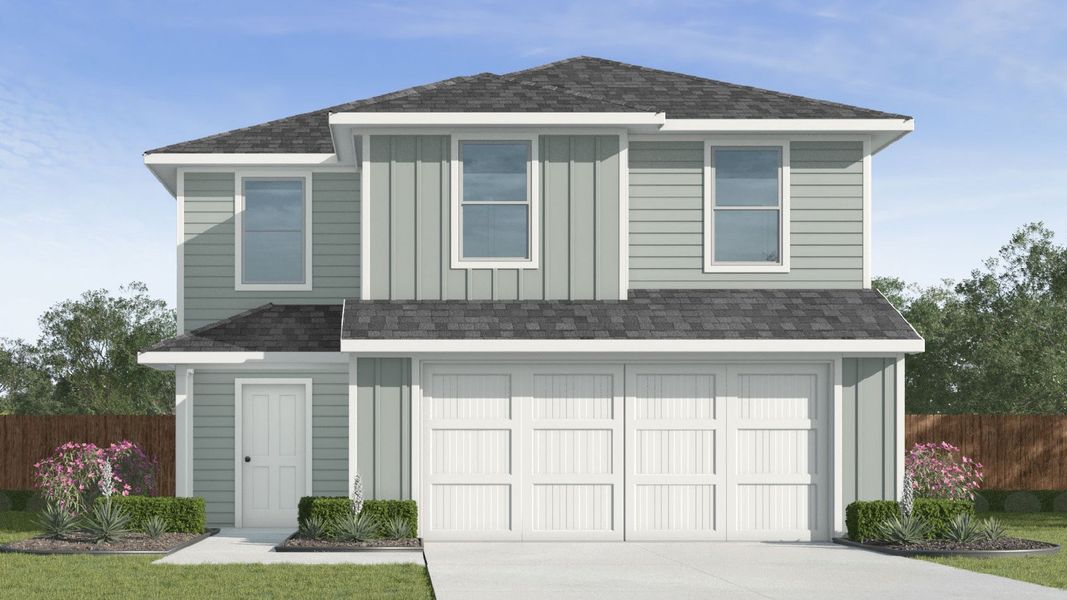 Representative exterior photo of a completed home built from the Davis by D.R. Horton in Presswoods, Splendora, TX (Image 1). Representative exterior photo of a completed home built from the Davis by D.R. Horton in Presswoods, Splendora, TX (Image 1).