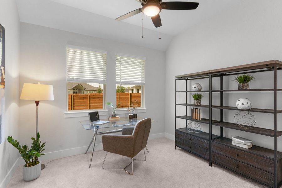 Representative furnished interior of a home built from the Samantha by Chesmar Homes in The Grove at Blackhawk, Pflugerville (Image 10). Representative furnished interior of a home built from the Samantha by Chesmar Homes in The Grove at Blackhawk, Pflugerville (Image 10).