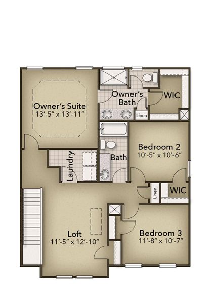 2D floor plan layout for the The Sycamore by Chesapeake Homes in Highgate, Clayton, NC (Image 6). 2D floor plan layout for the The Sycamore by Chesapeake Homes in Highgate, Clayton, NC (Image 6).