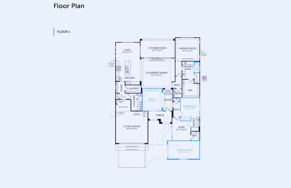 2D floor plan layout of this home in Sun City Festival, Buckeye, AZ (Image 2).