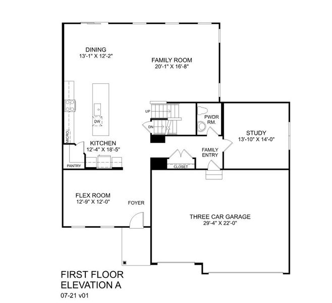 2D floor plan layout for the Oak Park by Ryan Homes in Huntcliff, Fayetteville, GA (Image 3).