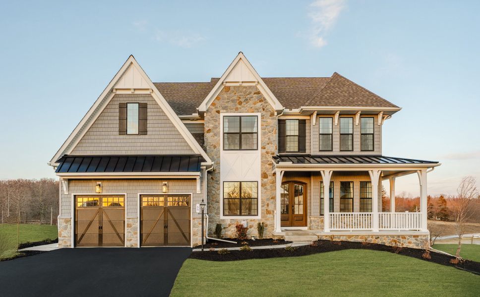 Representative exterior photo of a completed home built from the Devonshire by Keystone Custom Homes in McLean South Shore, Belmont, NC (Image 8).