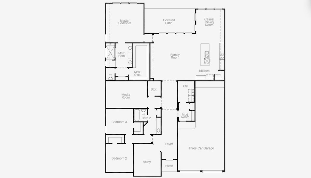 2D floor plan layout for the Magnolia by Coventry Homes in Pecan Square 60', Northlake, TX (Image 4).