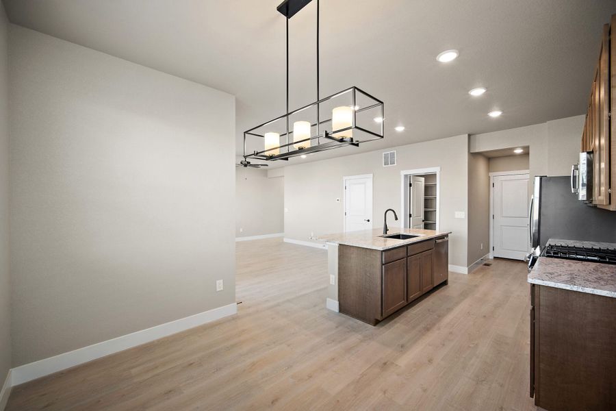 Furnished interior view inside a new home in Trails at Aspen Ridge-3, Colorado Springs (Image 9). Furnished interior view inside a new home in Trails at Aspen Ridge-3, Colorado Springs (Image 9).