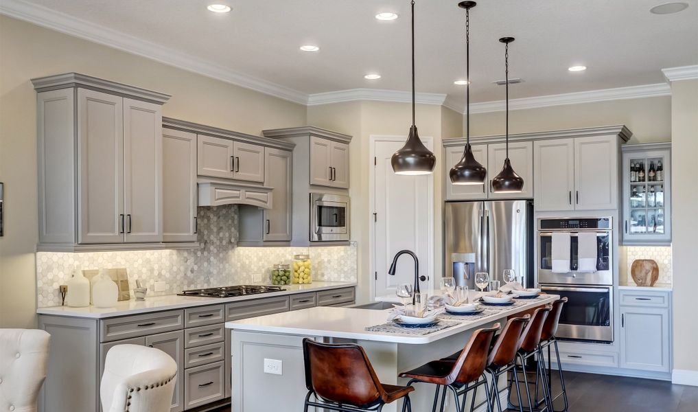 Kitchen with corner pantry