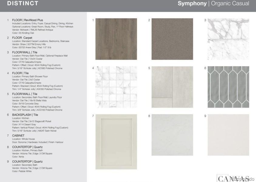 Design Selections. Home is under construction, selections subject to change.