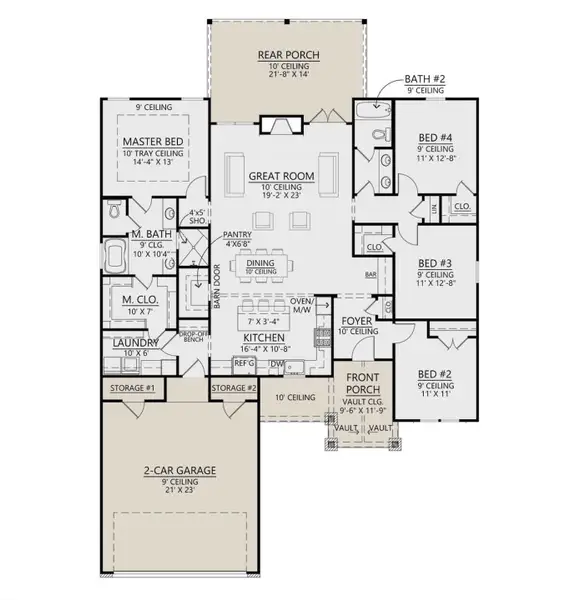 2D floor plan layout for the Westcott by Zeal Home Builders in Patti Lynn Hills, Paradise, TX (Image 3).