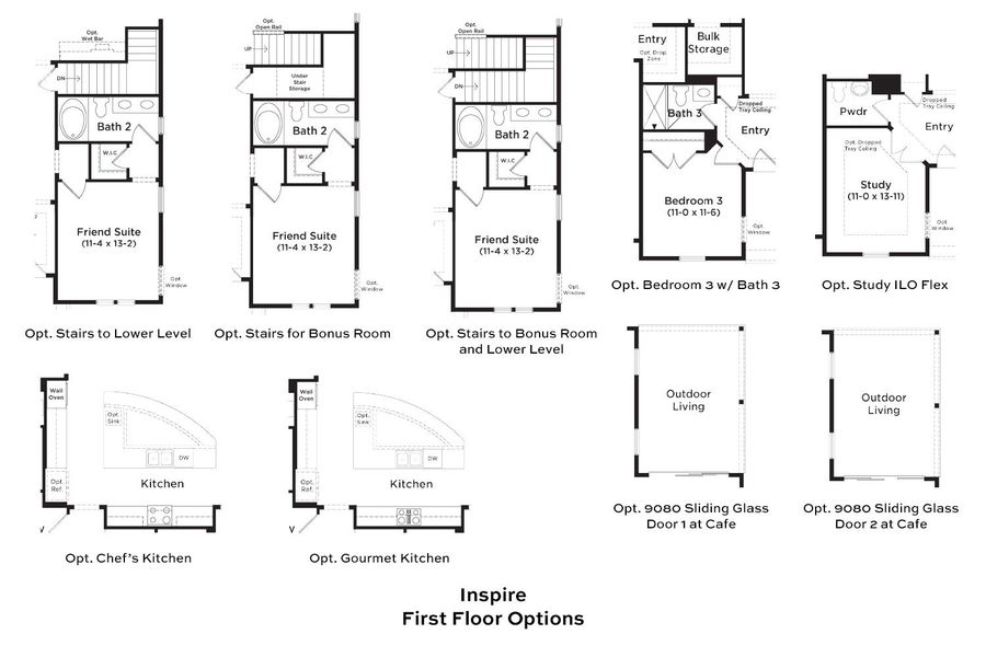 2D floor plan layout for the Inspire by DRB Elevate. in Summerwind Crossing at Lakes of Cane Bay, Summerville, SC (Image 3).