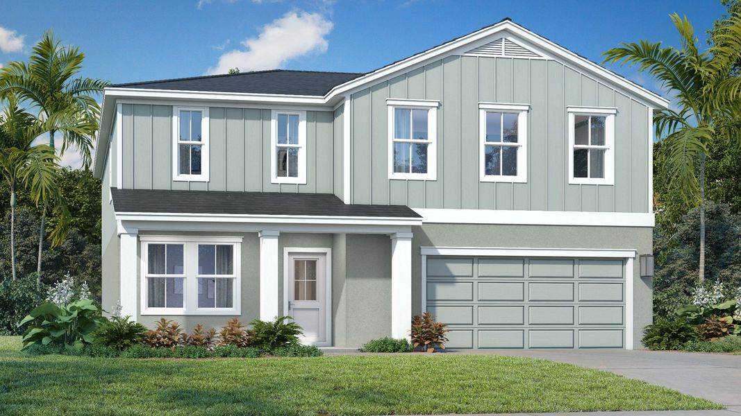 Representative exterior photo of a completed home built from the Highbourne by DRB Homes in Willowbrook North, Winter Haven, FL (Image 2). Representative exterior photo of a completed home built from the Highbourne by DRB Homes in Willowbrook North, Winter Haven, FL (Image 2).