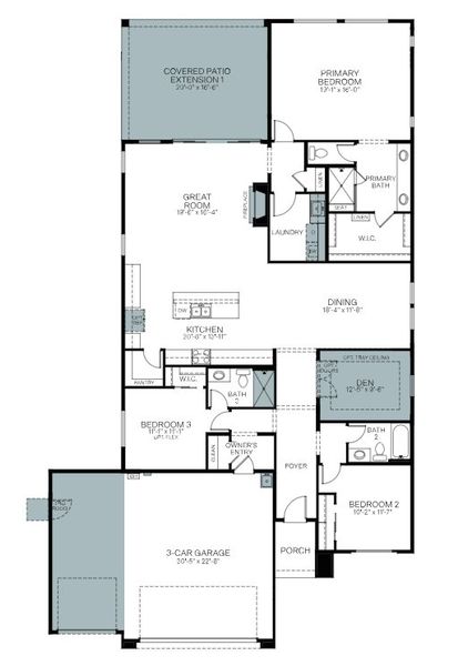 2D floor plan layout of this home in Horizon at The Dells, Prescott, AZ (Image 4). 2D floor plan layout of this home in Horizon at The Dells, Prescott, AZ (Image 4).