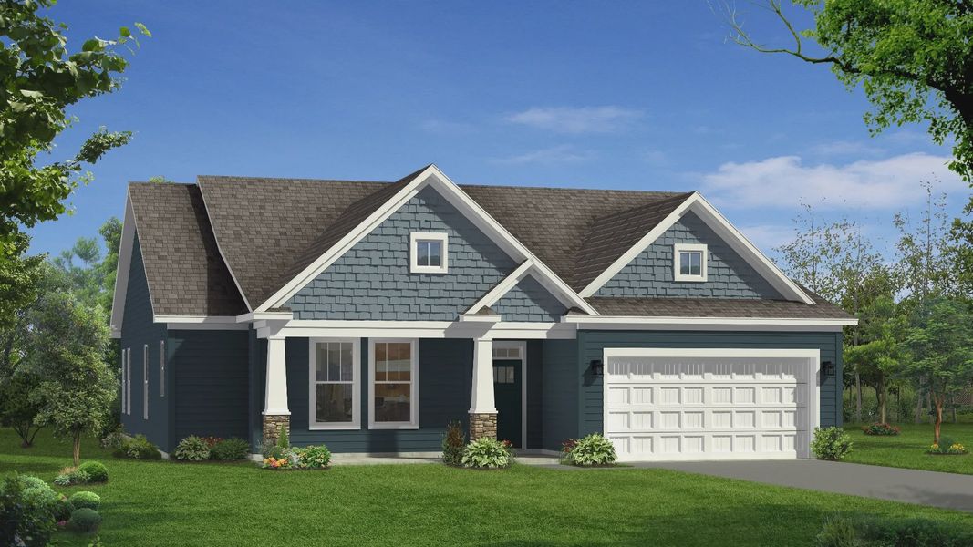 Front exterior of a new home in Benjamin's Grove, Woodruff, SC, highlighting curb appeal (Image 2). Front exterior of a new home in Benjamin's Grove, Woodruff, SC, highlighting curb appeal (Image 2).