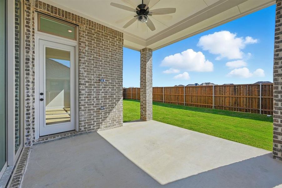 Exterior details and patio area of a home in Sandbrock Ranch: 60ft. lots, Aubrey (Image 2). Exterior details and patio area of a home in Sandbrock Ranch: 60ft. lots, Aubrey (Image 2).
