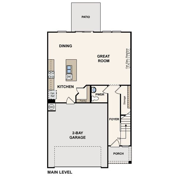2D floor plan layout for the Mitchell by Century Communities in Grants Landing, Salisbury, NC (Image 3).
