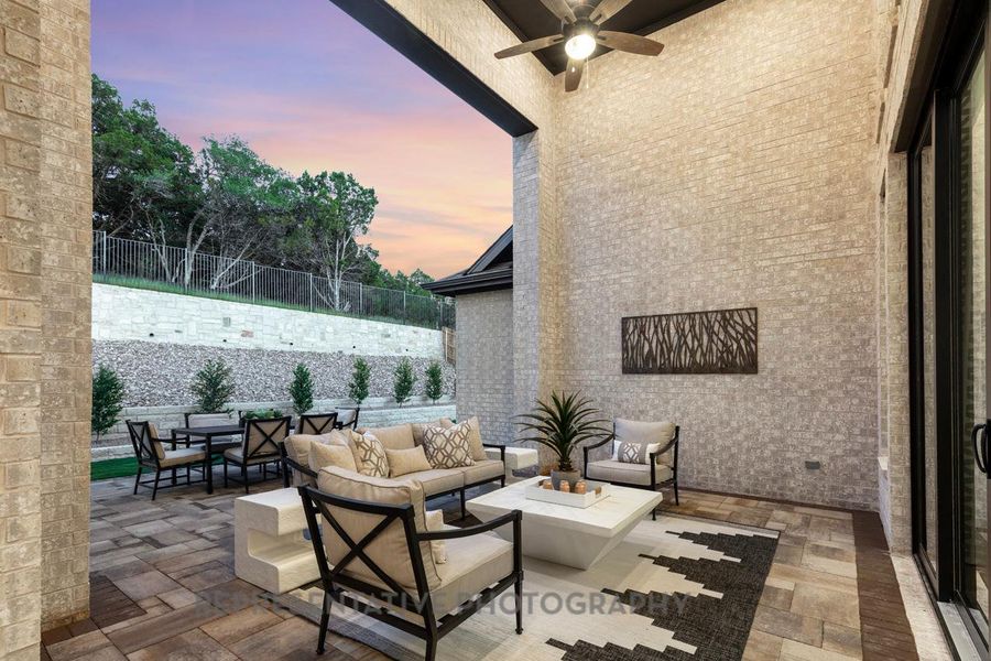 Exterior details and patio area of a home in Santa Rita Ranch: 90ft. lots, Liberty Hill (Image 2).