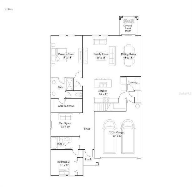 2D floor plan layout of this home in Mirada, San Antonio, FL (Image 6).