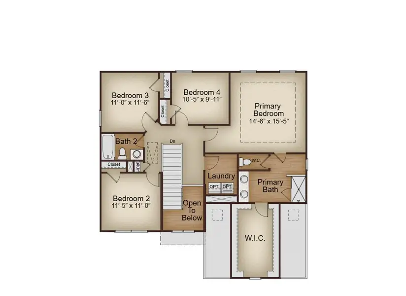 2D floor plan layout for the Colehill by McKinley Homes in Oakhill Estates, Adairsville, GA (Image 4).