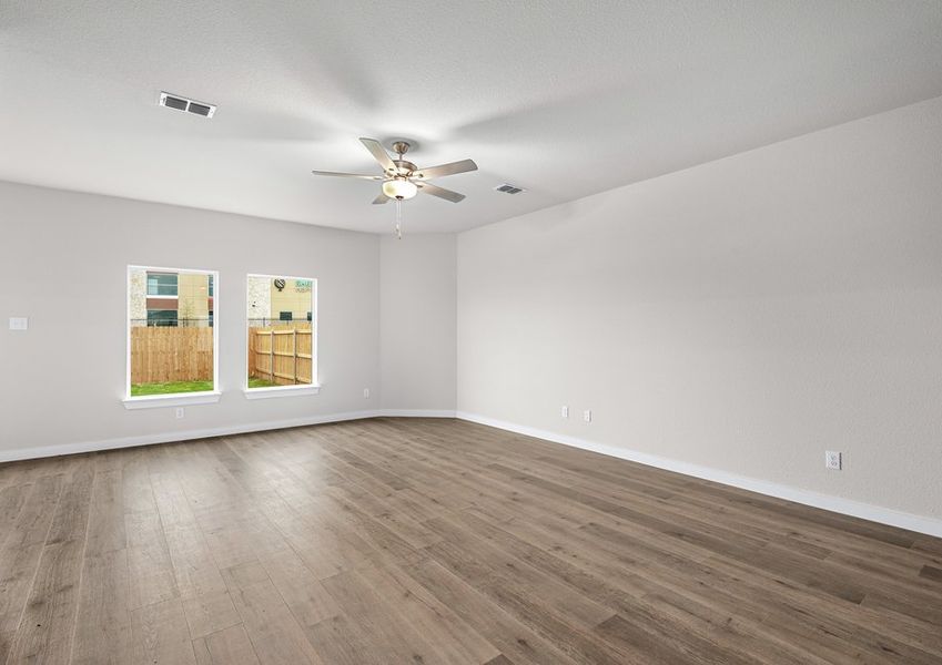 The family room has two large windows that let in great, natural light.