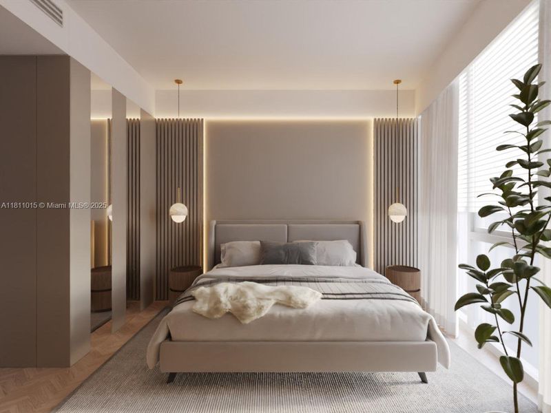 Furnished interior view inside a new home in Aston Martin Residences, Miami (Image 23).