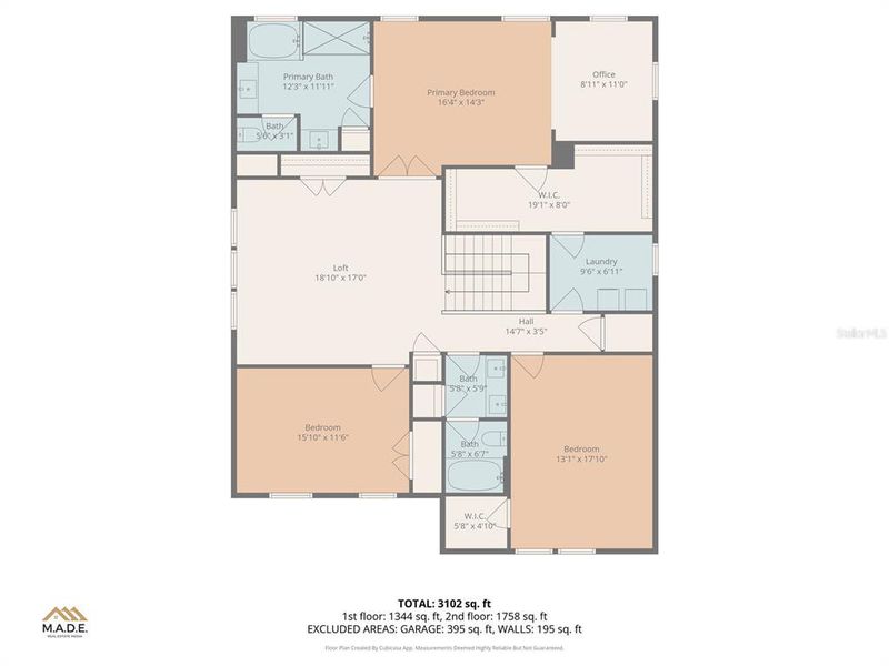2D floor plan layout of this home in Deerbrook, Land O' Lakes, FL (Image 7).