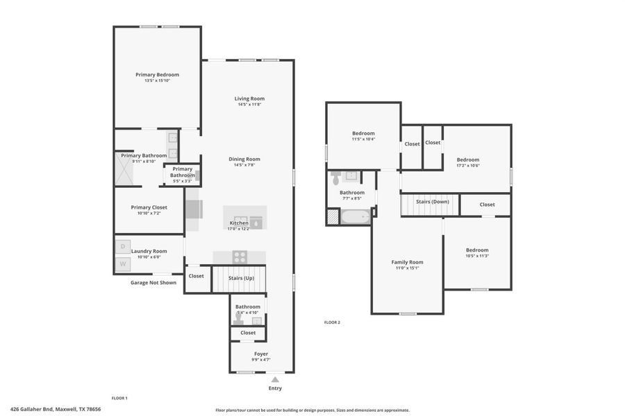 2D floor plan layout of this home in Bollinger, Maxwell, TX (Image 6).