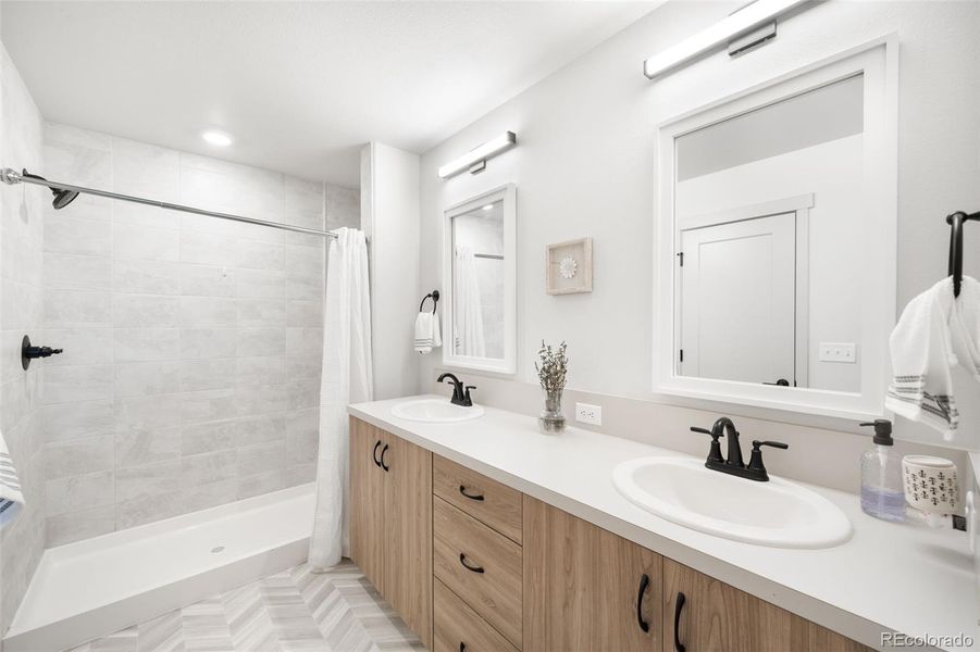 Double Sink Vanity, Oversized Shower