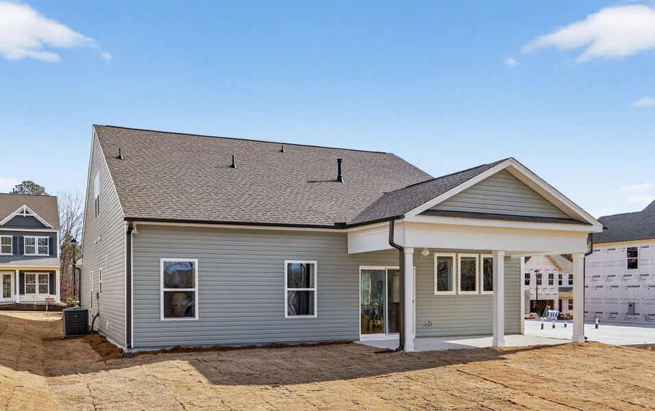 Exterior details and patio area of a home in Copper Ridge at Flowers Plantation, Clayton (Image 3).