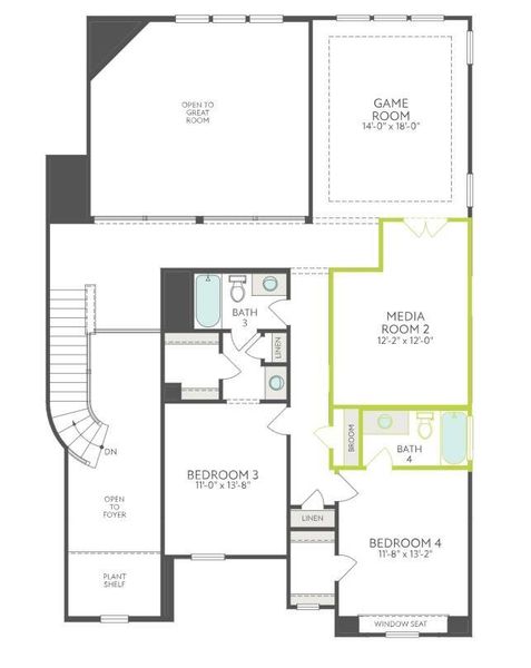 2D floor plan layout of this home in Sienna 60’, Missouri City, TX (Image 3).