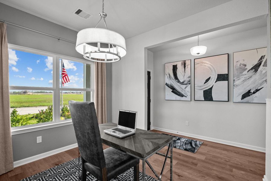 The Waring III- Foyer into Study. Staged model home shown for illustration only; actual features, colors, and upgrades may vary. The Waring III- Foyer into Study. Staged model home shown for illustration only; actual features, colors, and upgrades may vary.