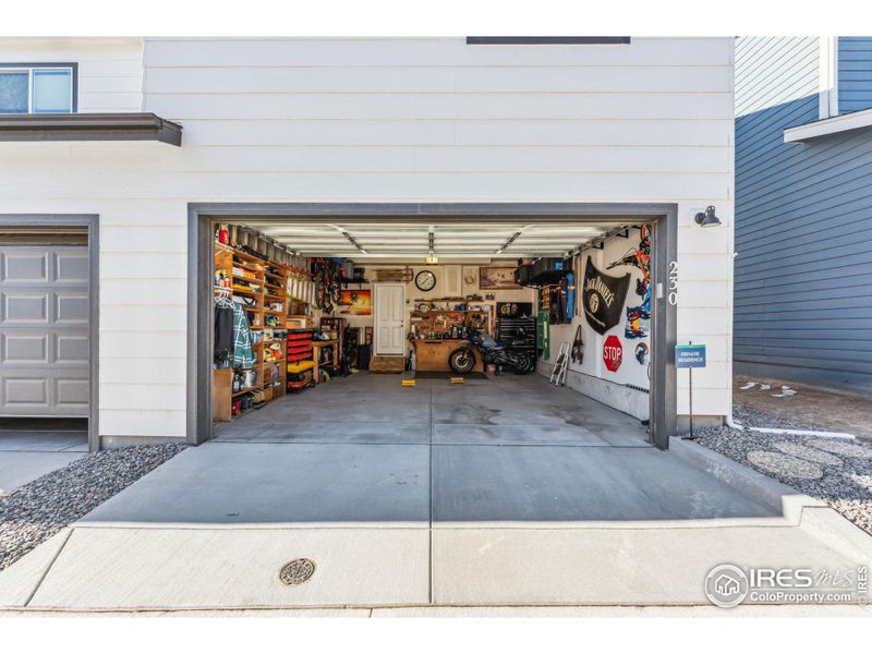 2 car attached garage with room for storage