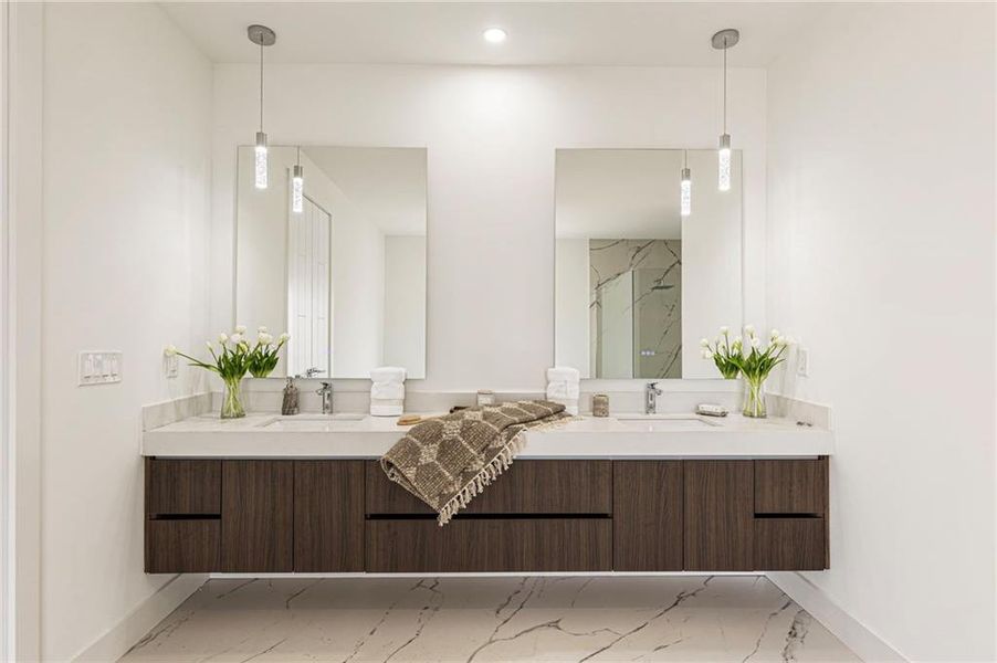 Furnished interior view inside a new home in , Suwanee (Image 61).