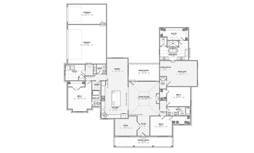 2D floor plan layout for the The Landon by Manuel Builders in Chapel Bend, Montgomery, TX (Image 2).