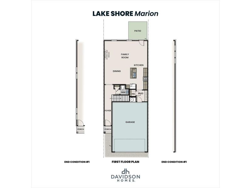 2D floor plan layout for the Marion A by Davidson Homes LLC in Lake Shore, Winder, GA (Image 3).