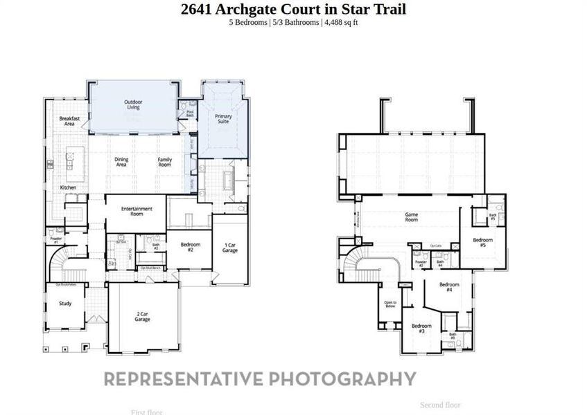 2D floor plan layout of this home in Star Trail, Prosper, TX (Image 4).