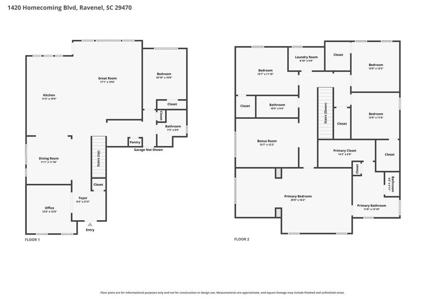 2D floor plan layout of this home in Homecoming, Ravenel, SC (Image 7).