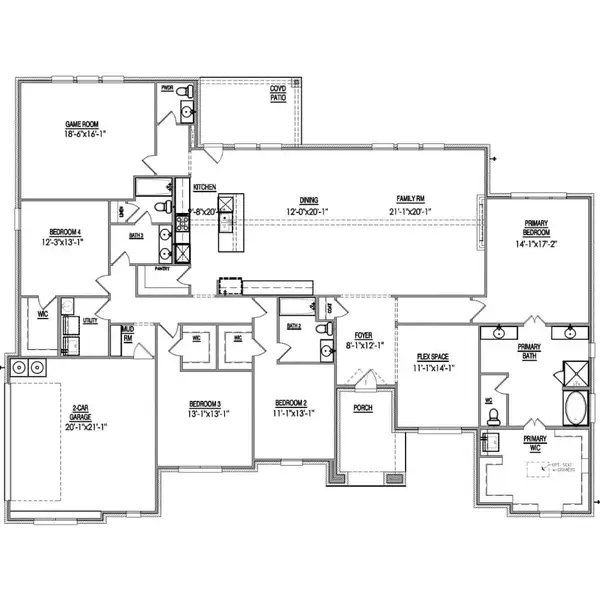 2D floor plan layout for the The Everest by Lillian Custom Homes in Peaks at Lone Elm, Waxahachie, TX (Image 3).
