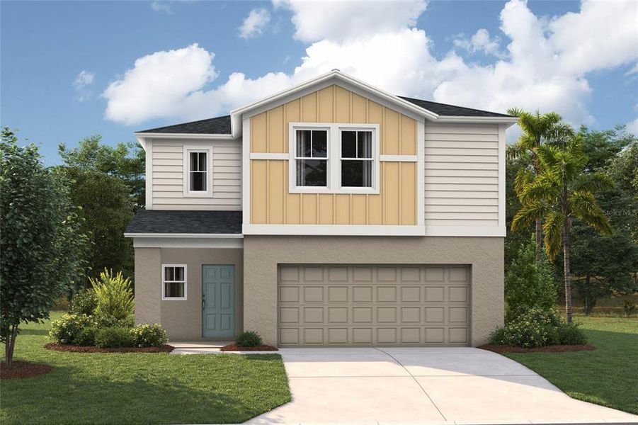 Front exterior of a new home in Crosswinds, Haines City, FL, highlighting curb appeal (Image 1).