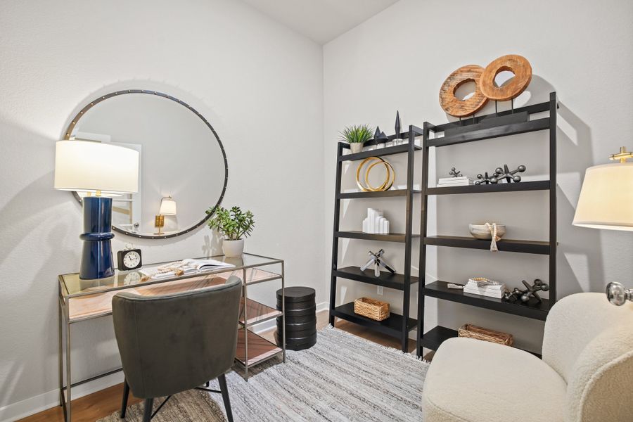 Home Office in a Trinity Ranch Diamond Model in Elgin TX by Trophy Signature Homes