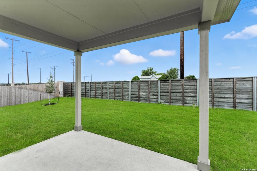 Exterior details and patio area of a home in Weltner Farms 50’s, New Braunfels (Image 19).