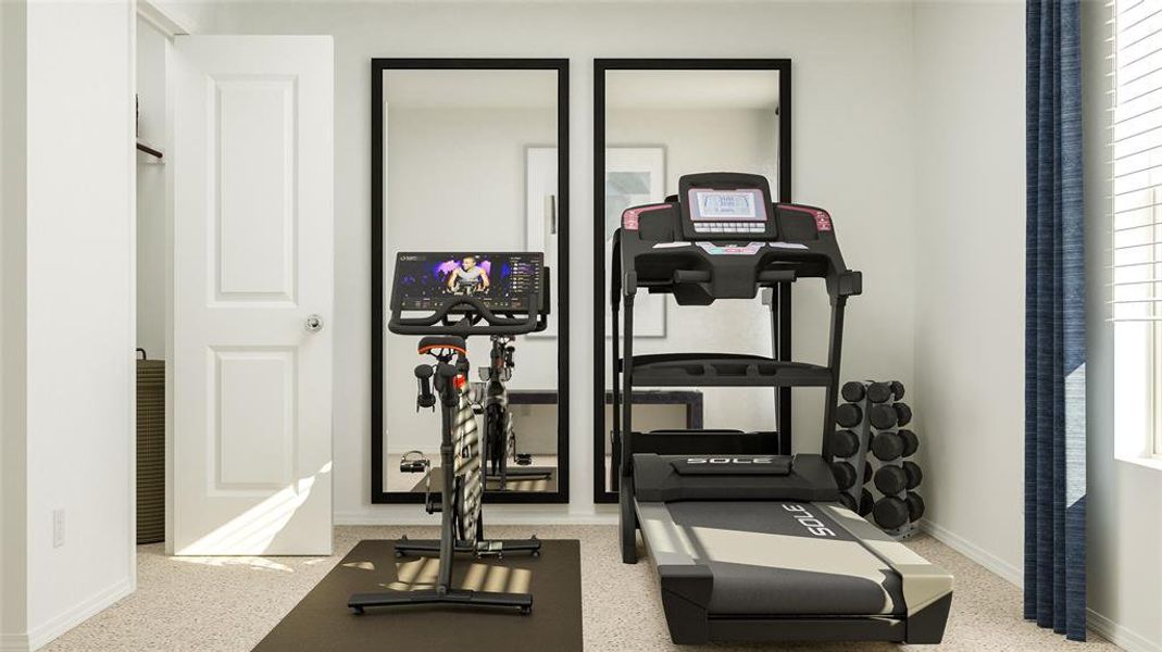 Exercise room featuring plenty of natural light