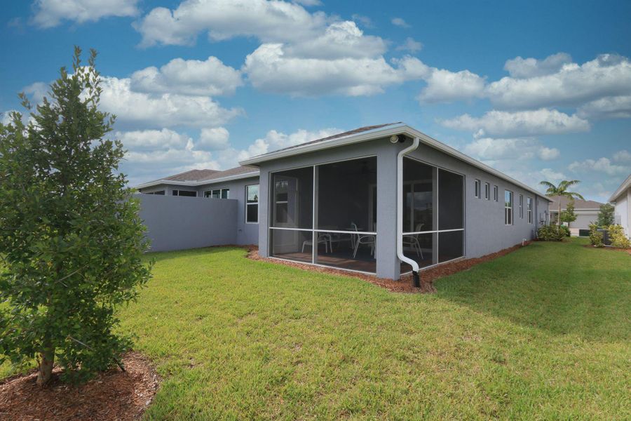 Exterior details and patio area of a home in Del Webb Tradition, Port St. Lucie (Image 22).
