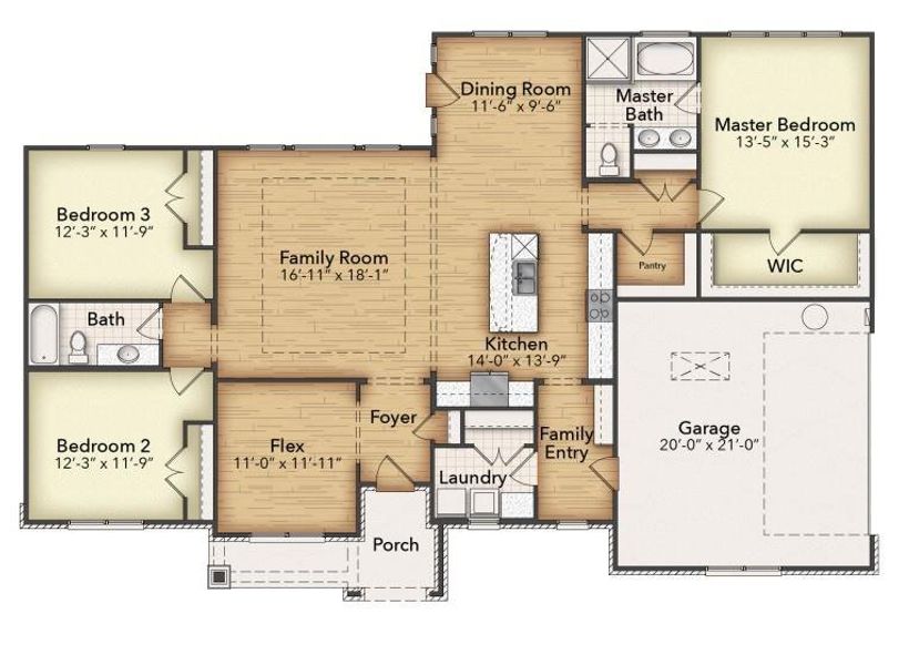 2D floor plan layout of this home in Oak Valley, Oak Ridge, TX (Image 3). 2D floor plan layout of this home in Oak Valley, Oak Ridge, TX (Image 3).